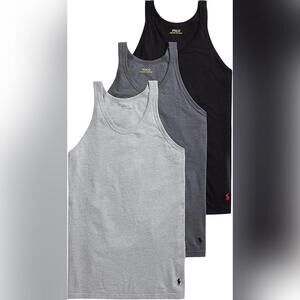NWT Polo Ralph Lauren Mens Slim Fit Cotton Tank Top Shirt, 3-Pack, Medium